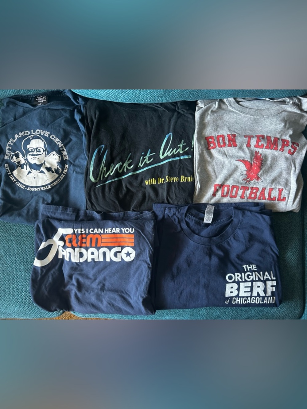 X5 TV tees size XL The Bear, Steve Brule, Matt Berry, TPBs bubbles, True Blood